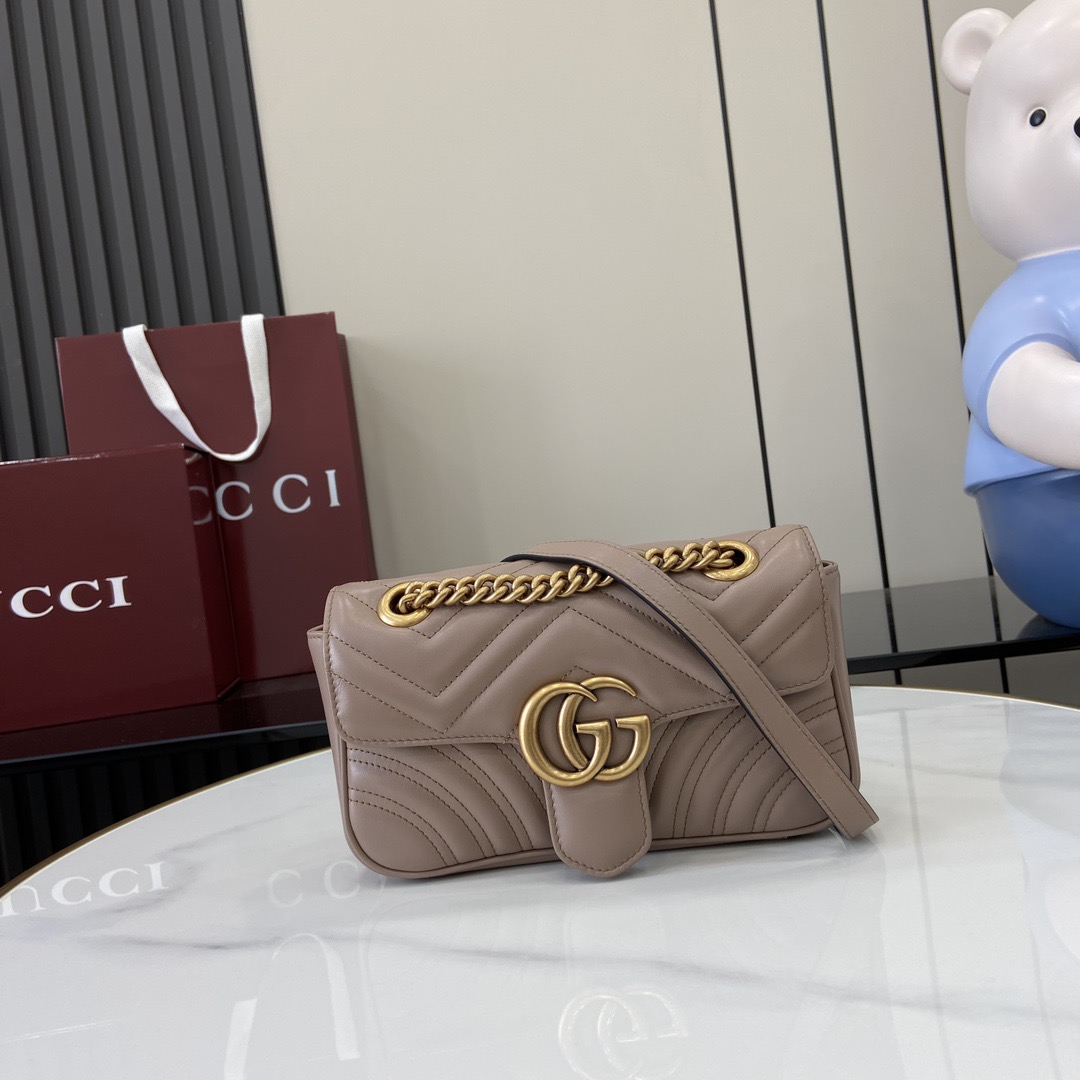 Gucci Marmont series quilted mini handbag model: 446744. Size: 22*13*6cm