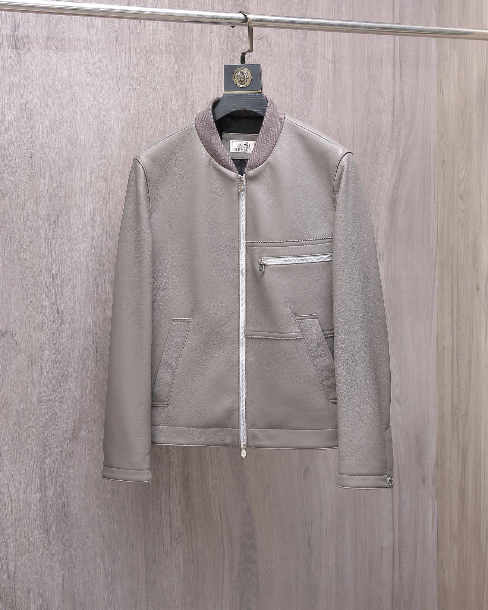 Hermès Collector''s style jacket in pebbled lambskin