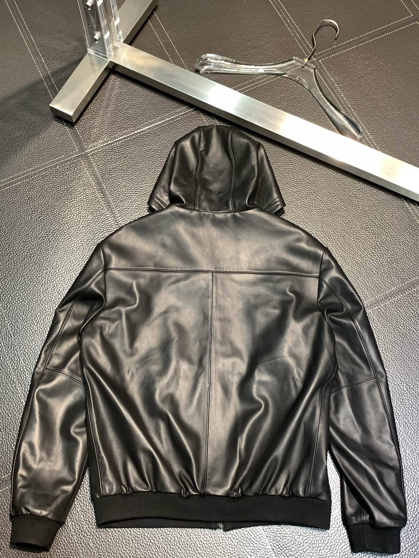 Zegna hooded leather jacket