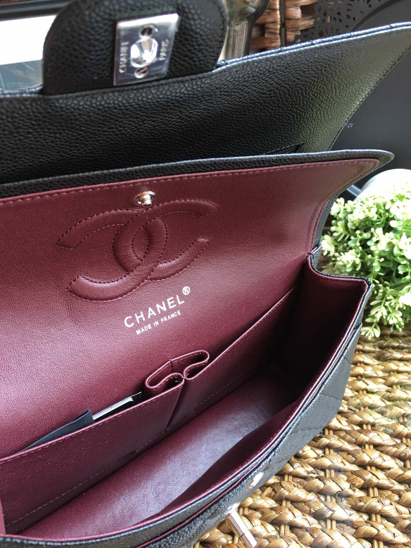 Chanle Classic Double Flap Caviar Silver Hardware